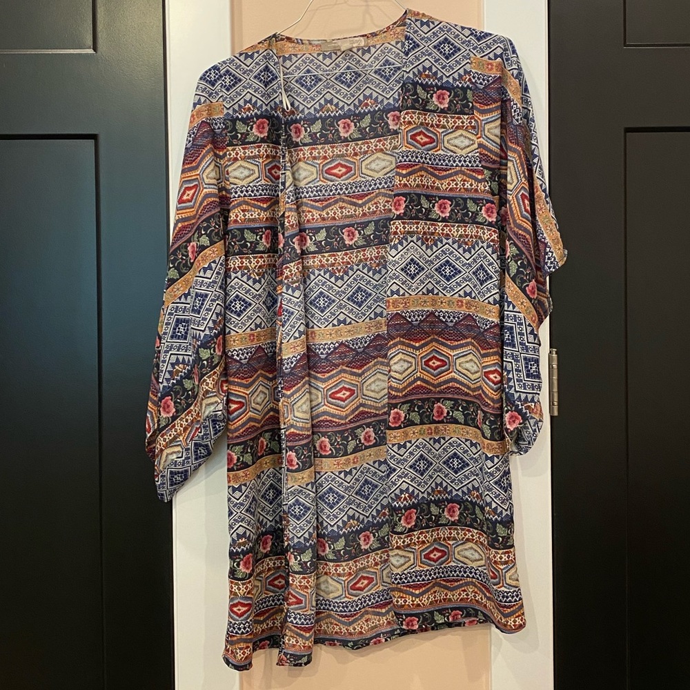 Geometric/Floral chiffon top cardigan